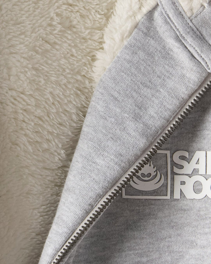 Essential Mens Fur Lined Zip Hoodie in Grey