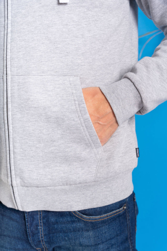 Essential Mens Fur Lined Zip Hoodie in Grey