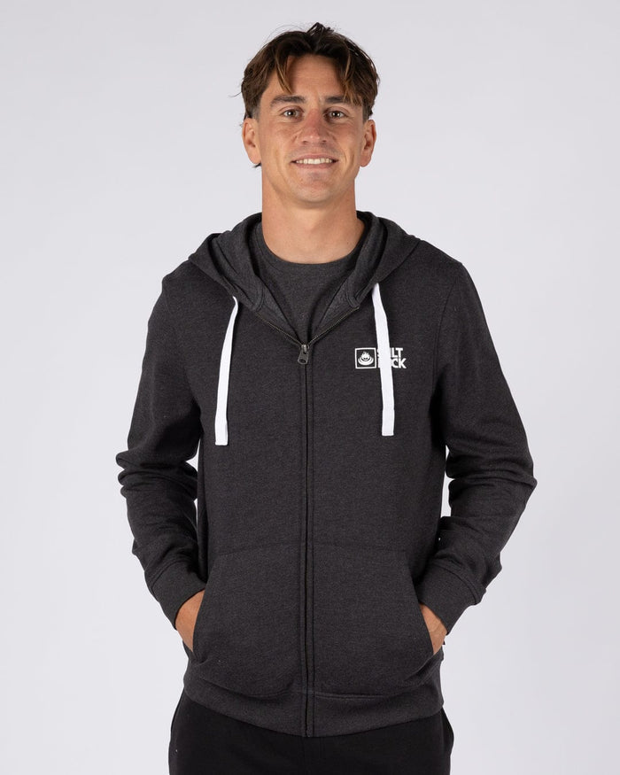 Essential Mens Zip Hoodie in Dark Grey