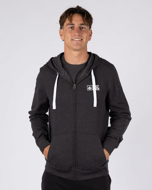 Essential Mens Zip Hoodie in Dark Grey