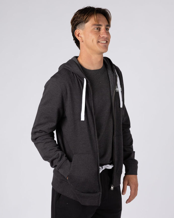 Essential Mens Zip Hoodie in Dark Grey