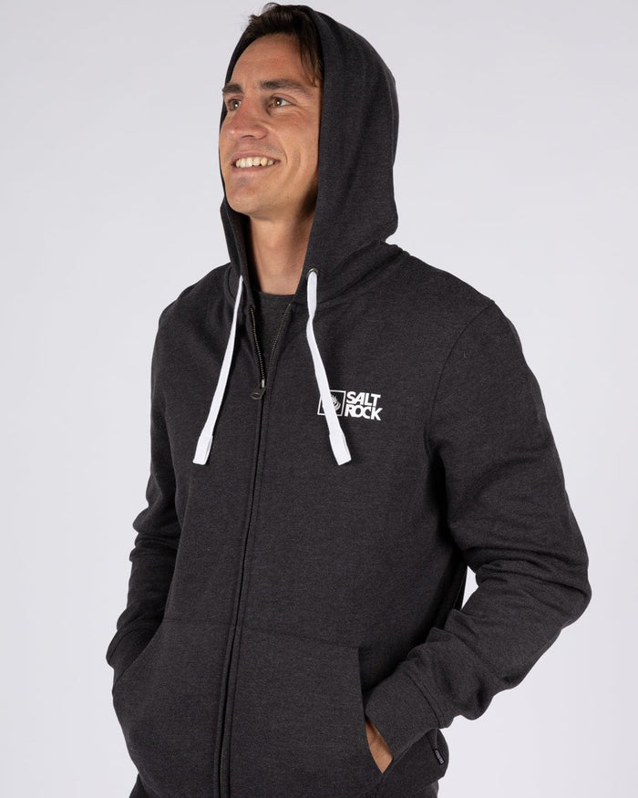 Essential Mens Zip Hoodie in Dark Grey