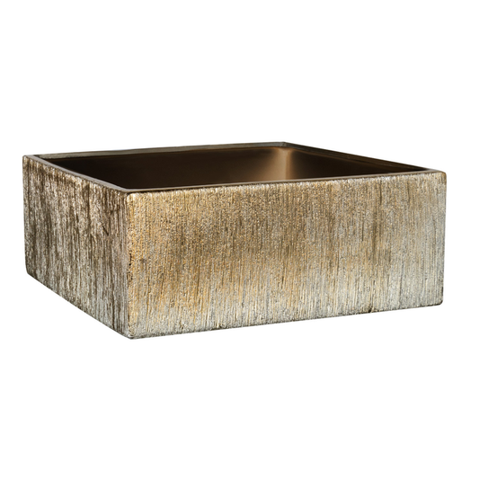 ETCH LOW SQUARE VASE - Gold