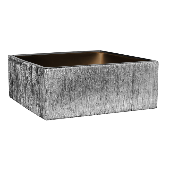 ETCH LOW SQUARE VASE - Silver