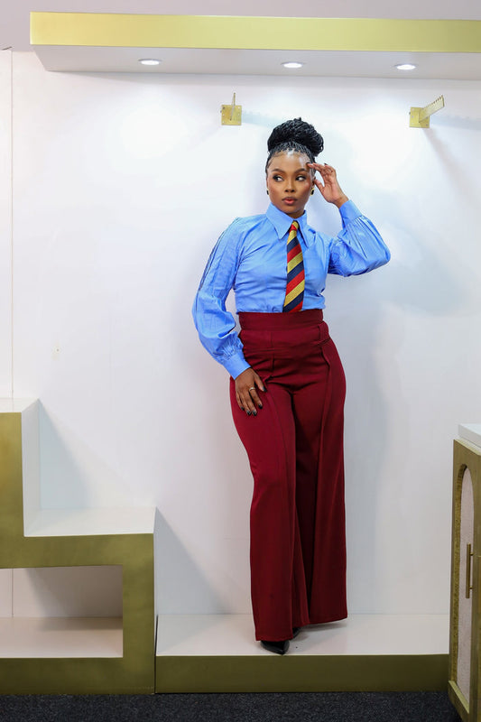 Fabrosanz: Blue Blouse Featuring Statement Puff Sleeves