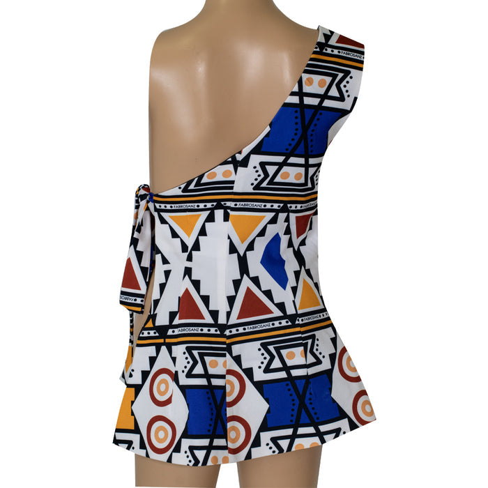 Fabrosanz: Blue Nguni Print Wrap Top