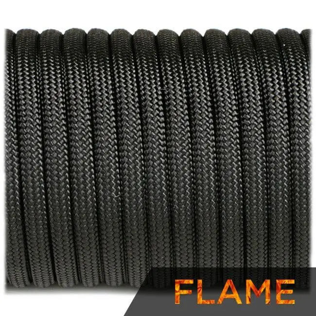 FlameCord sort paracord reb, 10 meter længde, til outdoor og militær brug