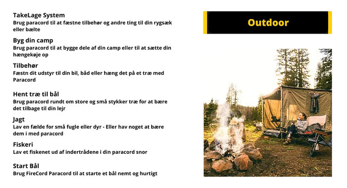 Grøn paracord outdoor i skoven, flamcord