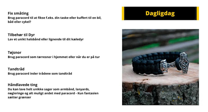 En rullet sort flamecord paracord i hverdagsmiljø til opbevaring.