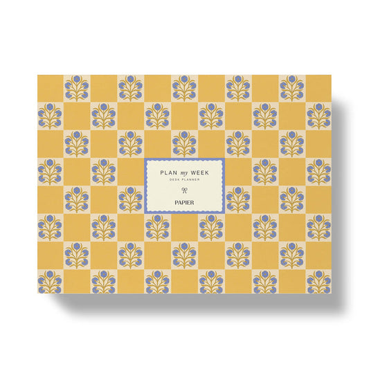 Floral Checkerboard Weekly Desk Planner