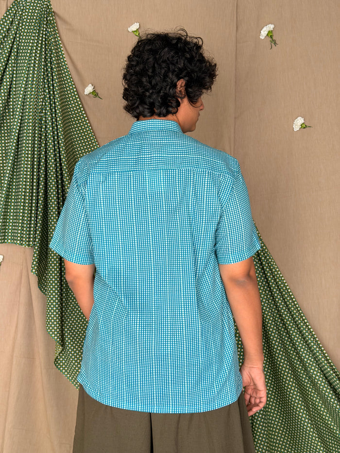Flowerbed Bramble Embroidered Placket Shirt - Blue Sky