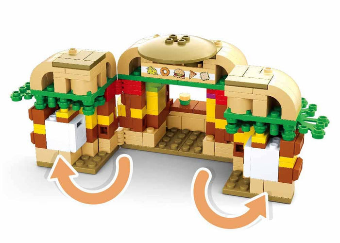 Food Court Hamburger House Building Brick Kit