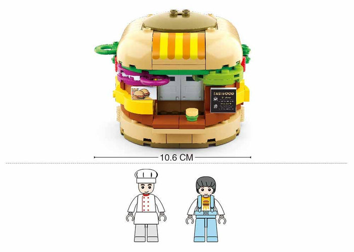 Food Court Hamburger House Building Brick Kit