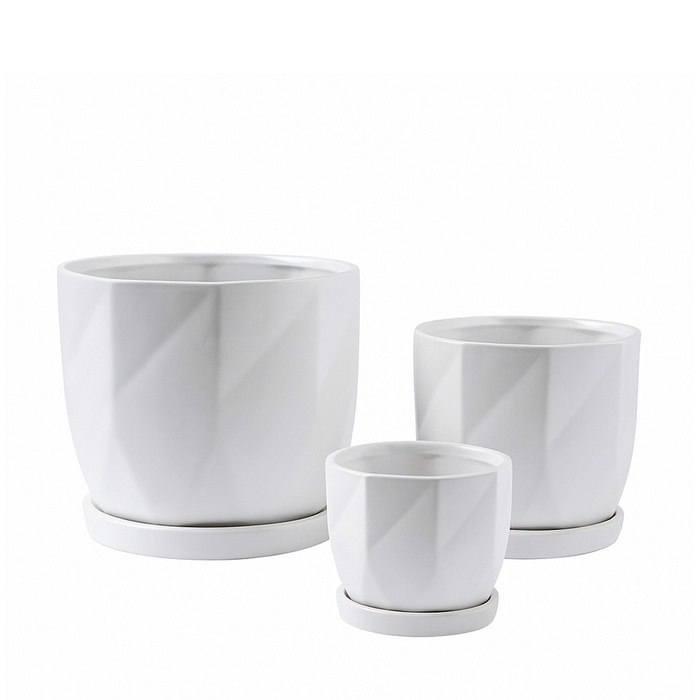 GEOMETRIC CERAMIC PLANTERS, SET OF 3