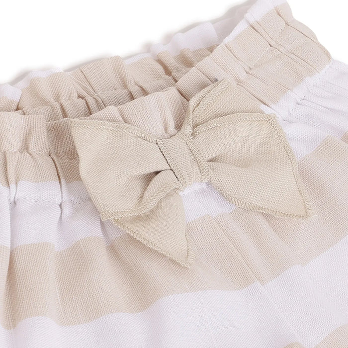 Girls Beige Striped Shorts