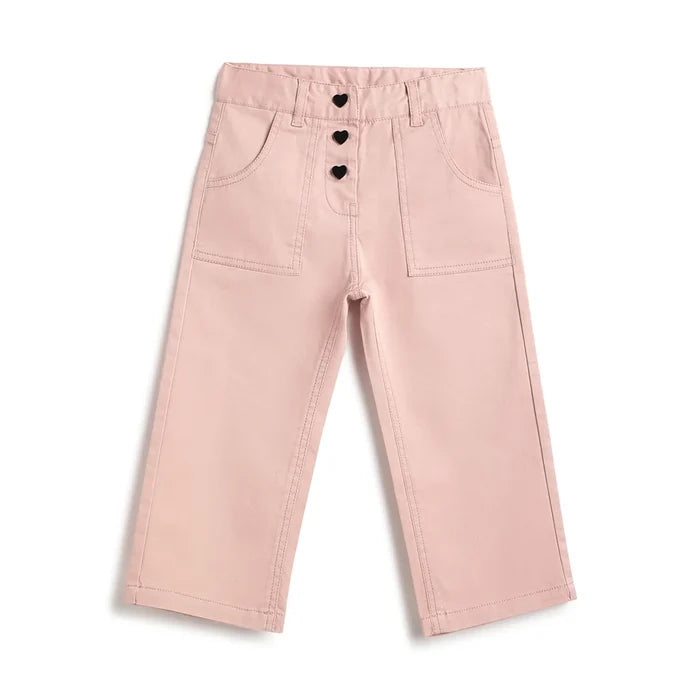Girls Medium Pink Solid Trousers