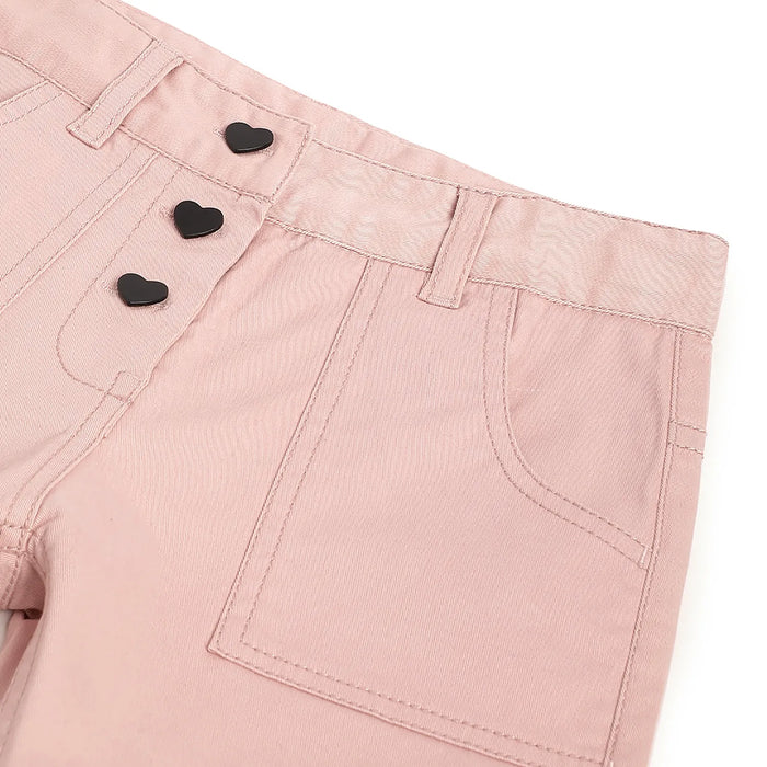 Girls Medium Pink Solid Trousers