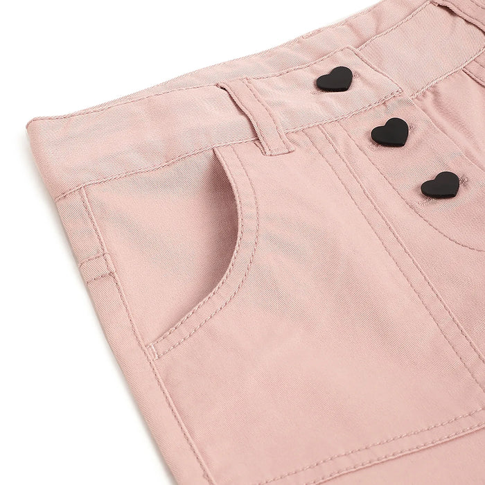 Girls Medium Pink Solid Trousers