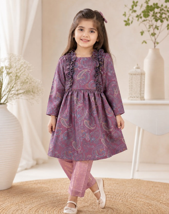 Girls Peplum Style Frock & Straight Pant Set