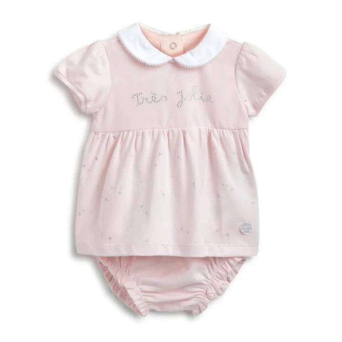 Girls Pink Floral Printed Dress With Shorts