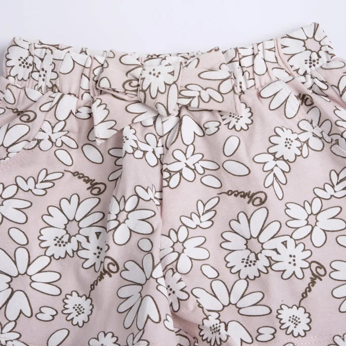 Girls Pink Floral Printed Shorts