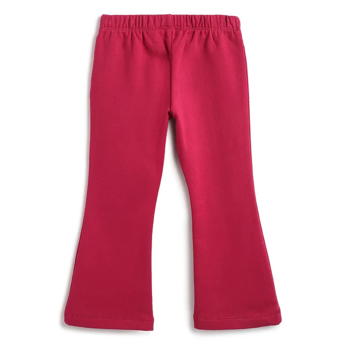 Girls Red Regular Fit Solid Leggings