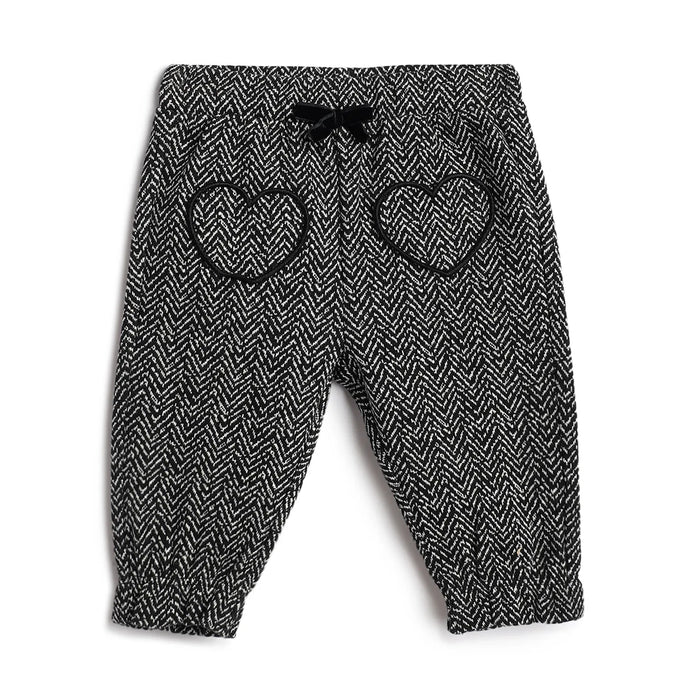 Girls White & Black Chevron Joggers