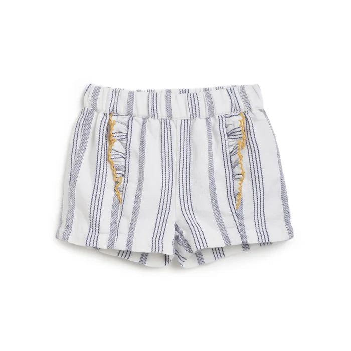 Girls White & Blue Striped Shorts