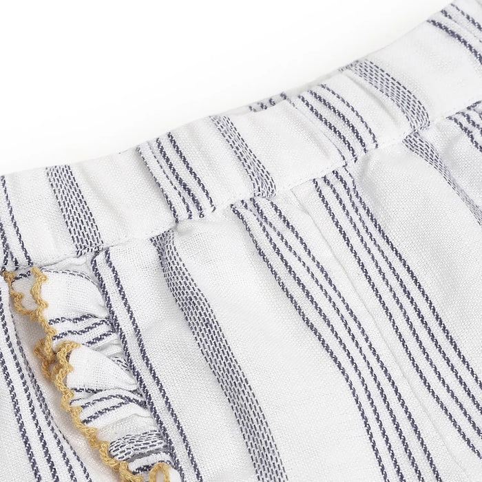Girls White & Blue Striped Shorts