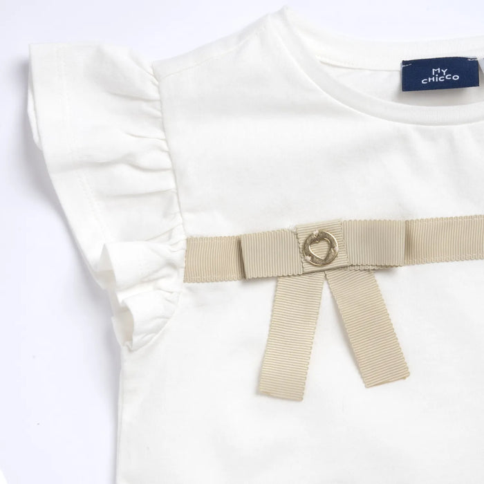 Girls White Embellished T-shirt