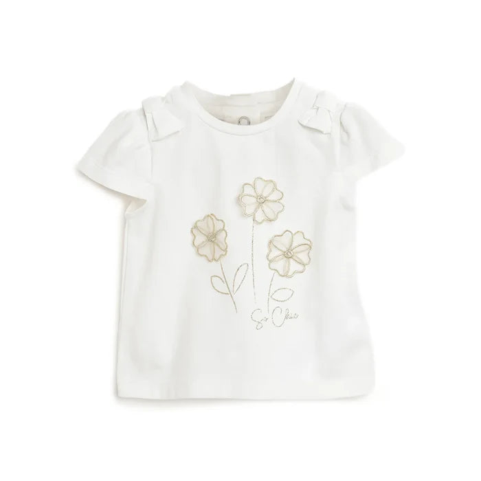 Girls White Embellished T-shirt