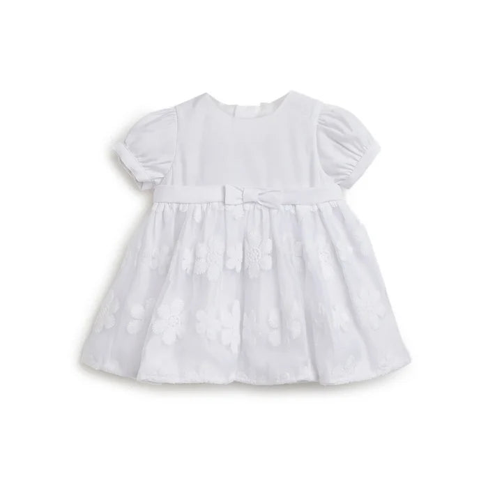 Girls White Floral Printed Dress