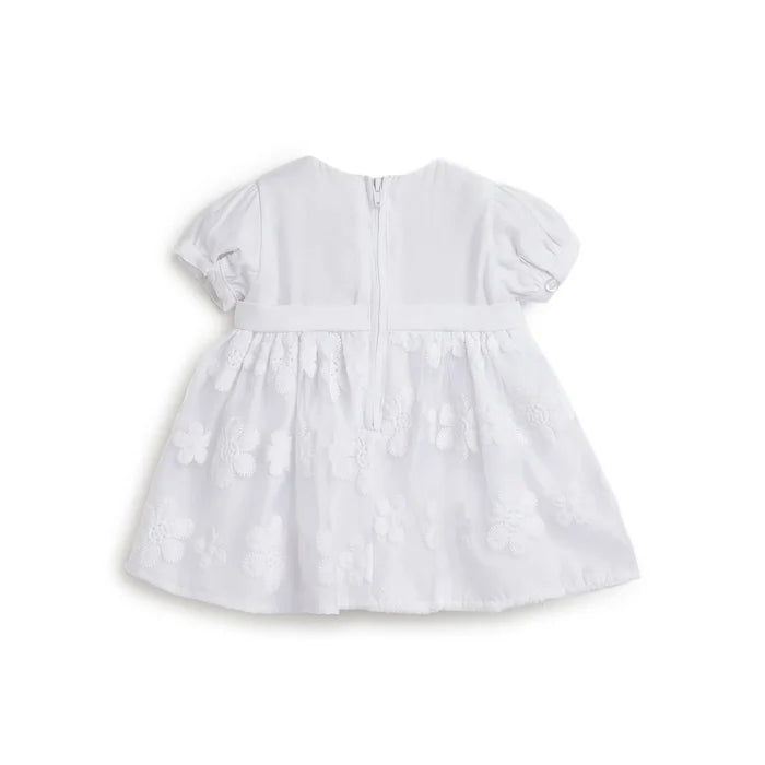 Girls White Floral Printed Dress