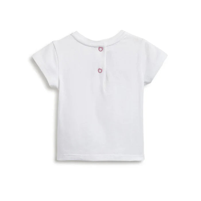 Girls White Printed T-Shirt With Shorts