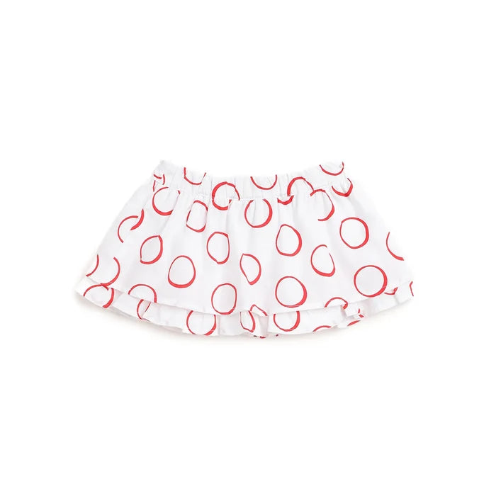 Girls White & Red Printed Skirt