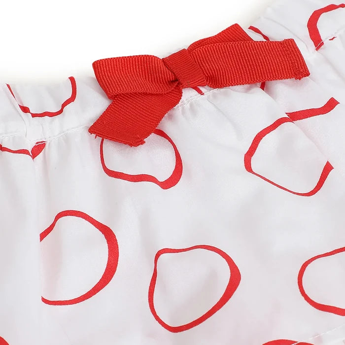 Girls White & Red Printed Skirt