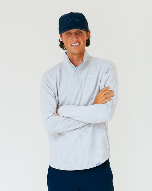 Grant Horvat Essentials Light Gray Classic Waffle Quarter Zip