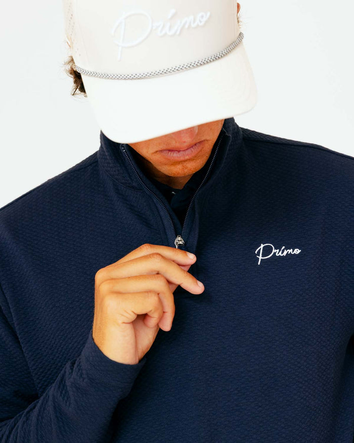 Grant Horvat Essentials Navy Waffle Quarter Zip