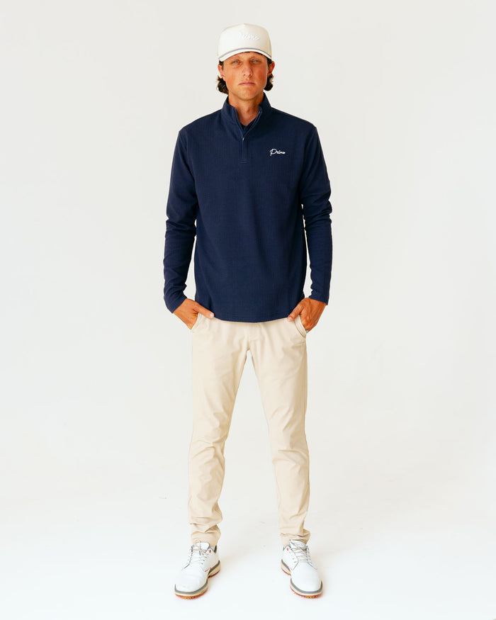 Grant Horvat Essentials Navy Waffle Quarter Zip