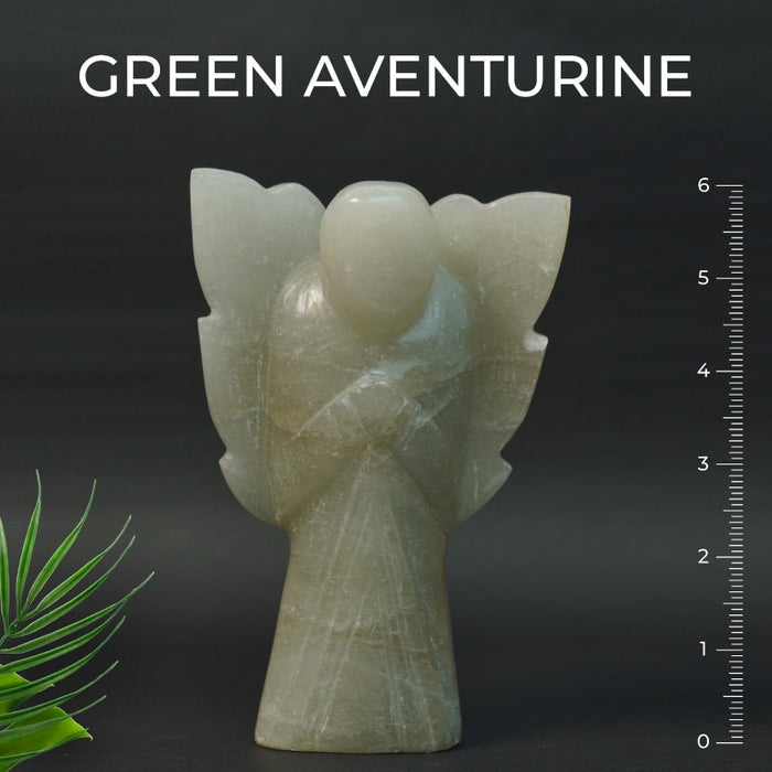 Green Aventurine 6 inch Angel – Abundance, Heart Healing & Emotional Renewal