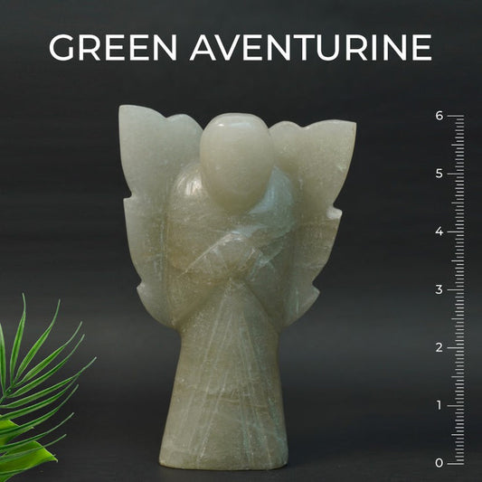 Green Aventurine 6 inch Angel – Abundance, Heart Healing & Emotional Renewal