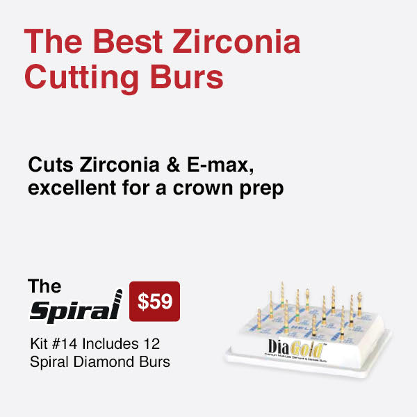 H/110-012SXC | (H836) 10-Pk , Multi use Gold Diamond Burs. Spiral Shaped
