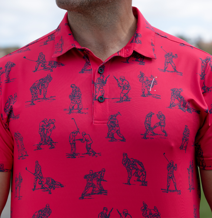 Printed Men's Golf Polo Hoolie Red Hand-to-Hand Polo edition