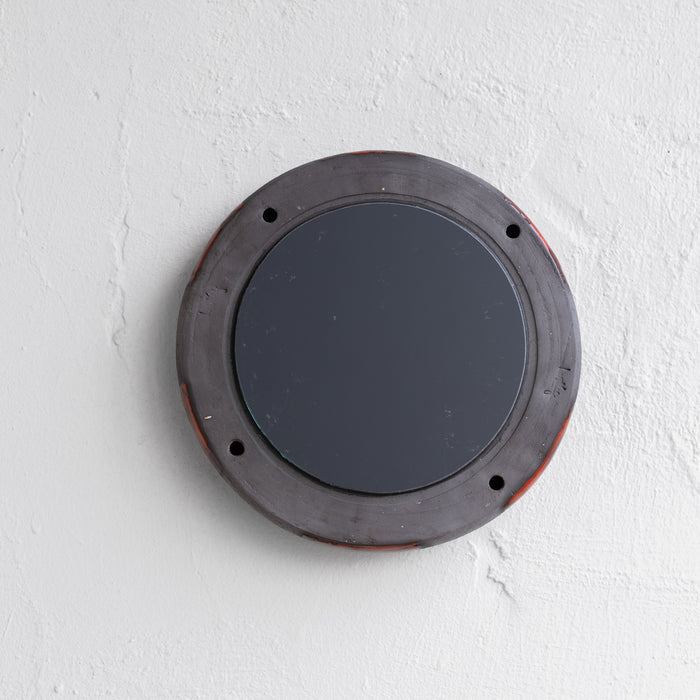 Handmade Black & Terracotta Ceramic Mirror | Modern Statement Wall Mirror | Contemporary Wall Decor