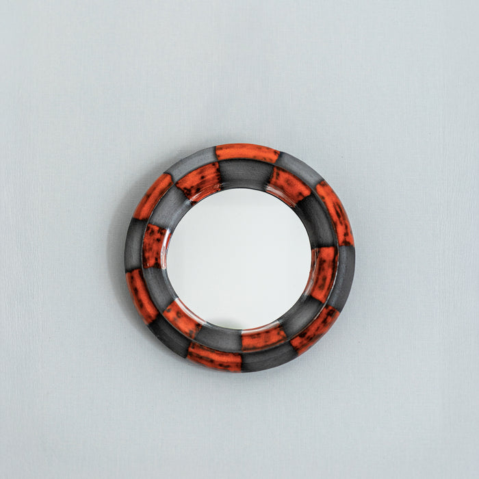Handmade Black & Terracotta Ceramic Mirror | Modern Statement Wall Mirror | Contemporary Wall Decor