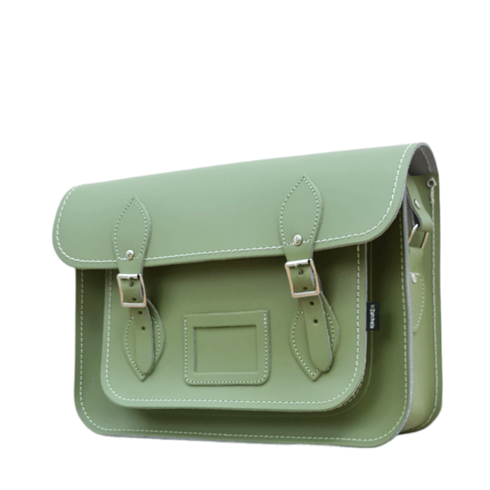 Handmade Leather Satchel – Sage Green - Bascora
