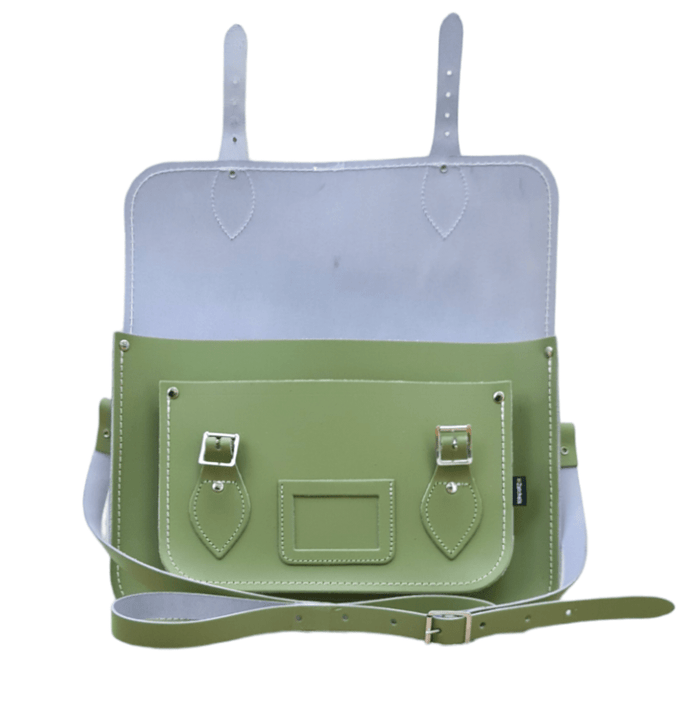 Handmade Leather Satchel – Sage Green - Bascora