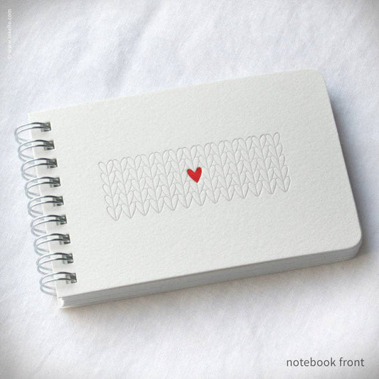 Heart Knitting Spiral Notebook | Inkello Letterpress