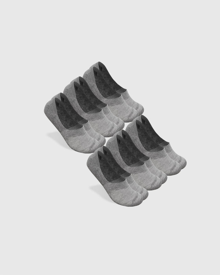 Heather Gray Never Show Socks 6-Pack, staggered on a light-gray background.