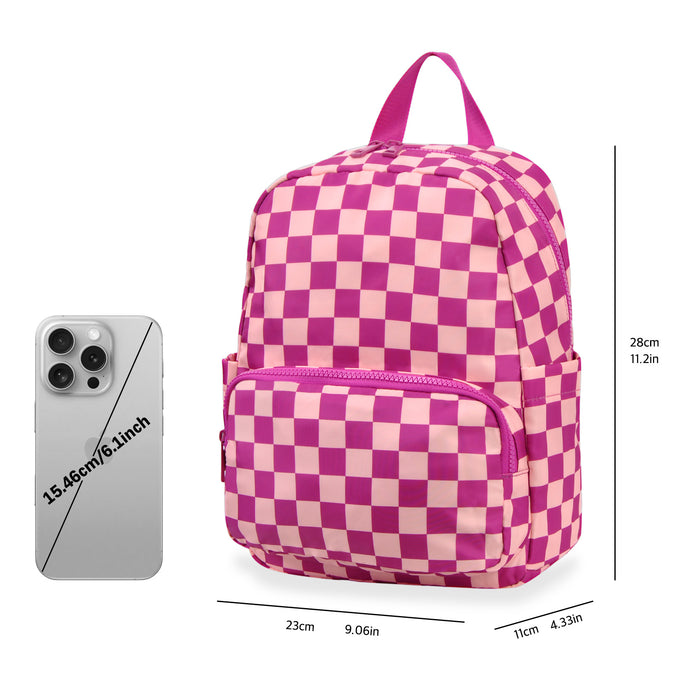 Hot Pink Small Checkered Backpack